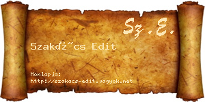 Szakács Edit névjegykártya